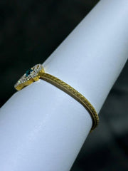 LIV 18k Gold Sterling Silver Pave White Sapphire Evil Eye Hamsa Hand Cable Bracelet