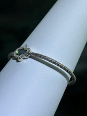 LIV Platinum Sterling Silver Pave White Sapphire MOP Hamsa Hand Cable Bracelet Gift