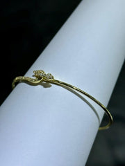 LIV 18k Gold Sterling Silver Pave White Sapphire Snake Design Cable Bangle Bracelet