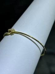 LIV 18k Gold Sterling Silver Pave White Sapphire Snake Design Cable Bangle Bracelet