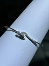 LIV Platinum Sterling Silver Pave White Sapphire Snake Design Cable Bangle Bracelet