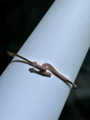 LIV 18k Rose Gold Sterling Silver Pave White Sapphire Snake Design Cable Bracelet