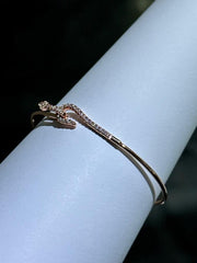 LIV 18k Rose Gold Sterling Silver Pave White Sapphire Snake Design Cable Bracelet