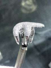 LIV Platinum Sterling Silver Pave White Sapphire Large Unique Star Fish Ring Sz 7