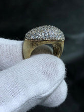 LIV 18k Gold Sterling Silver Pave White Sapphire Large Bean Design Halo Ring Sz 7