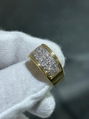 LIV 14k Yellow Gold & Diamonds 10mm Wide Pave Design Halo Dome Band Ring Size 5.75