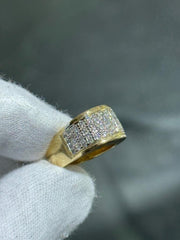 LIV 14k Yellow Gold & Diamonds 10mm Wide Pave Design Halo Dome Band Ring Size 5.75