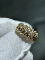 LIV 14k Yellow Gold & Diamonds Channel Set Design Unique Halo Band Ring Size 6.5