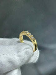 LIV 14k Yellow Gold & Diamonds Prong Set Thin Design Stackable Band Ring Sz 5.75