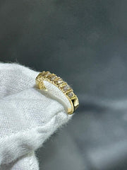 LIV 14k Yellow Gold & Diamonds Prong Set Thin Design Stackable Band Ring Sz 5.75