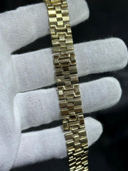 LIV 14k Yellow Gold Vintage Rolex Design Flat Link Bracelet 7" Length 30 Grams Gift