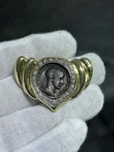 LIV 14k Yellow Gold Vintage Coin & Diamonds Unique Hand Made Slider Pendant Gift