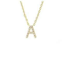 LIV 18k Gold Sterling Silver & Diamonds Initial A Station Halo Necklace 16" L Gift