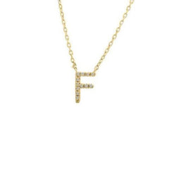 LIV 18k Gold Sterling Silver & Diamonds Initial F Station Halo Necklace 16" L Gift