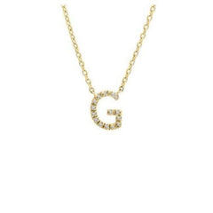 LIV 18k Gold Sterling Silver & Diamonds Initial G Station Halo Necklace 16" L Gift
