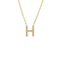LIV 18k Gold Sterling Silver & Diamonds Initial H Station Halo Necklace 16" L Gift
