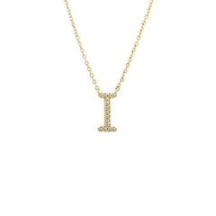 LIV 18k Gold Sterling Silver & Diamonds Initial I Station Halo Necklace 16" L Gift