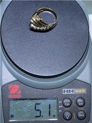 LIV 14k Yellow Gold & Natural Diamonds Wave Design Hand Made Band Ring Sz 7 Gift