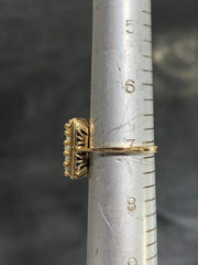 LIV 14k Yellow Gold & Natural Green Emeralds Pearls Rectangular Halo Band Ring Sz 7