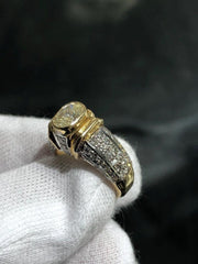 LIV 18k Yellow Gold & Natural Yellow Diamond 1.01ct Center 1.26ct Side Ring Sz 5.5