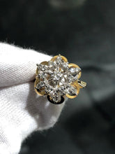 LIV 14k Yellow Gold & Natural White Diamonds 0.68ct Snowflake Halo Ring Sz 6 Gift