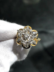 LIV 14k Yellow Gold & Natural White Diamonds 0.68ct Snowflake Halo Ring Sz 6 Gift