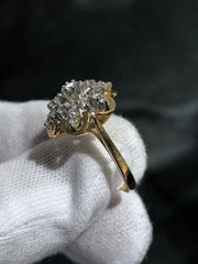 LIV 14k Yellow Gold & Natural White Diamonds 0.68ct Snowflake Halo Ring Sz 6 Gift