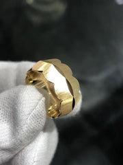 LIV 14k Yellow Gold Diamond Cut 10mm Wide Vintage Cigar Band Halo Ring Sz 7 Gift