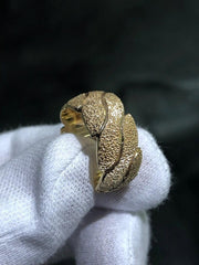 LIV 14k Yellow Gold Diamond Cut 10mm Wide Vintage Cigar Band Wave Halo Ring Sz 6.5