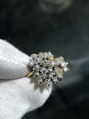 LIV 14k White Gold & Diamond Round Cut Cluster 1.26ct Vintage Halo Band Ring Size 6