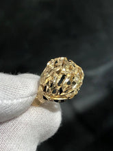 LIV 14k Yellow Gold Diamond Cut Large Dome Vintage Halo Band Ring Size 5.5 Gift