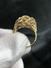 LIV 14k Yellow Gold Diamond Cut Large Dome Vintage Halo Band Ring Size 5.5 Gift
