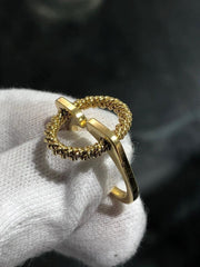 LIV 18k Yellow Gold Twisted Cable Design Vintage Round Halo Band Ring Size 8 Gift