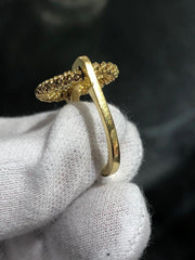 LIV 18k Yellow Gold Twisted Cable Design Vintage Round Halo Band Ring Size 8 Gift