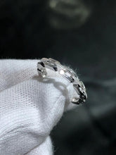 LIV 14k White Gold Link Cable Design Round Halo Band Ring Size 6 Gift 2.6 Grams