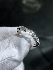 LIV 14k White Gold Link Cable Design Round Halo Band Ring Size 6 Gift 2.6 Grams