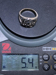 LIV 14k White Gold & Diamonds Pave Natural Diamond Cable Design EW Monogram Ring Sz7