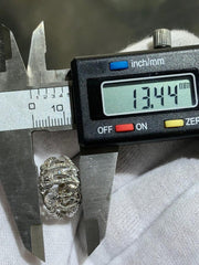 LIV 14k White Gold & Diamonds Pave Natural Diamond Cable Design EW Monogram Ring Sz7