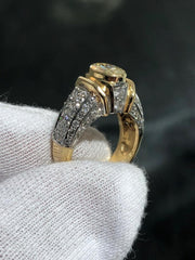 LIV 18k Yellow Gold & Natural Yellow Diamond 1.01ct Center 1.26ct Side Ring Sz 5.5