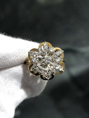 LIV 14k Yellow Gold & Natural White Diamonds 0.68ct Snowflake Halo Ring Sz 6 Gift