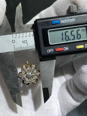 LIV 14k Yellow Gold & Natural White Diamonds 0.68ct Snowflake Halo Ring Sz 6 Gift