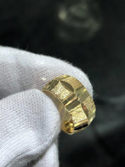 LIV 14k Yellow Gold Diamond Cut 10mm Wide Vintage Hand Made Band Halo Ring Sz 6.5