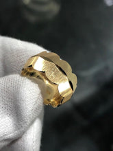 LIV 14k Yellow Gold Diamond Cut 10mm Wide Vintage Cigar Band Halo Ring Sz 7 Gift