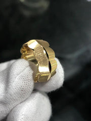 LIV 14k Yellow Gold Diamond Cut 10mm Wide Vintage Cigar Band Halo Ring Sz 7 Gift