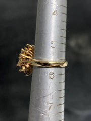 LIV 14k White Gold & Diamonds Round Cut Flower Design Vintage Halo Band Ring Size 6