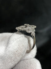 LIV 14k White Gold & Diamonds Pave Rectangular Vintage Halo Band Ring Size 5.5 Gift