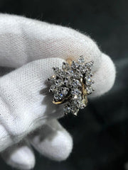 LIV 14k White Gold & Diamond Round Cut Cluster 1.26ct Vintage Halo Band Ring Size 6