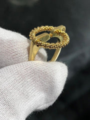 LIV 18k Yellow Gold Twisted Cable Design Vintage Round Halo Band Ring Size 8 Gift