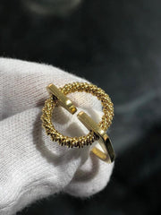 LIV 18k Yellow Gold Twisted Cable Design Vintage Round Halo Band Ring Size 8 Gift