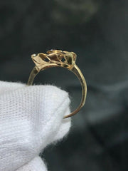 LIV 14k Yellow Gold Round Cut Purple Amethyst Vintage Halo Band Ring Size 6.25 Gift